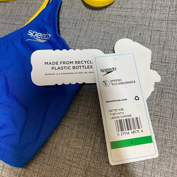 Speedo Women's Women's Color Blocked Tie Back Bikini Top. Sz Large - Picture 3 of 6